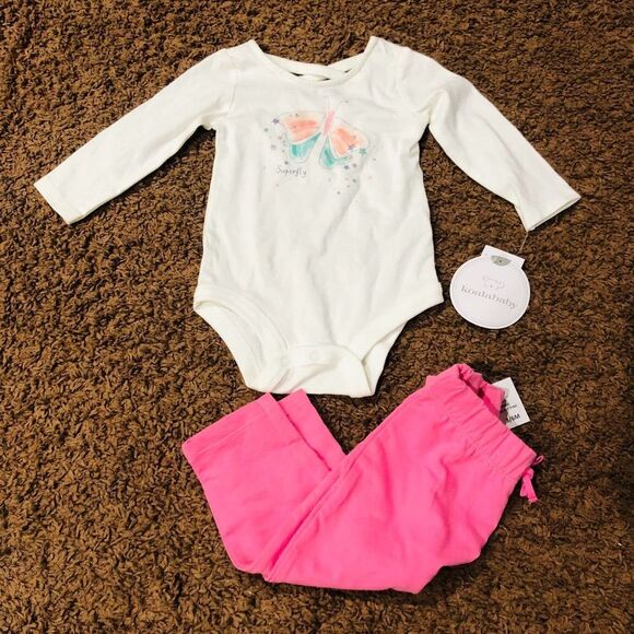 Koala Baby Girls 3-6 Months Superfly Outfit White Pink 2 Piece Pants Set NWT - Picture 2 of 7
